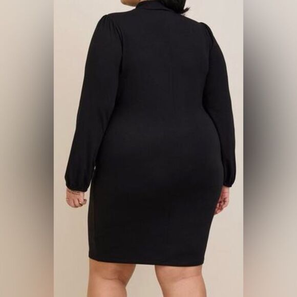 Torrid Black Dress, Puff Sleeves, Soft, Stretchy, High Neck, Sexy, NWT 3X - Picture 2 of 14